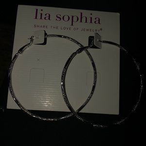 Lia Sophia Silver embossed large hoop earrings
